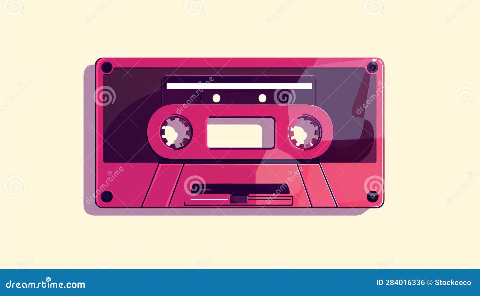 vintage-inspired audio cassette icon on pink background