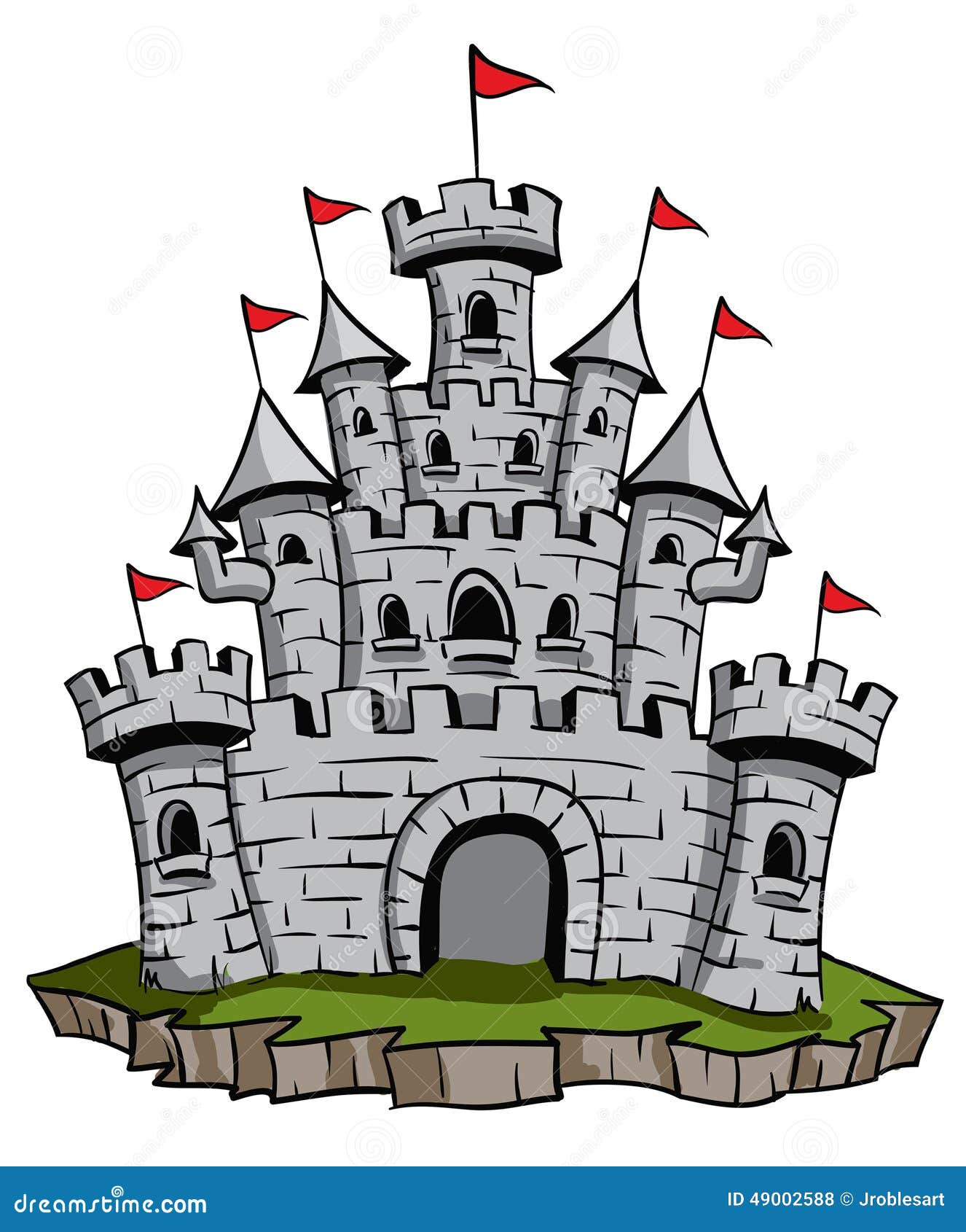 Old medieval castle illustration, ancient stone building