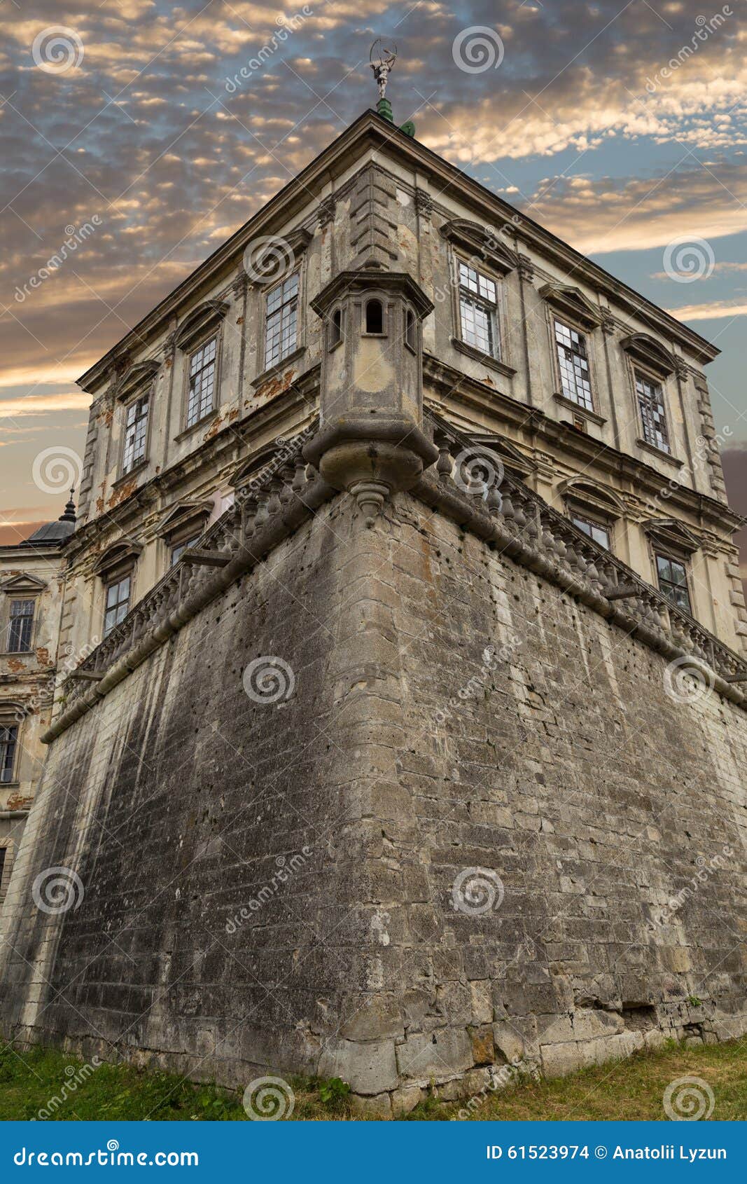 old castle. part of fortress wall with tower.