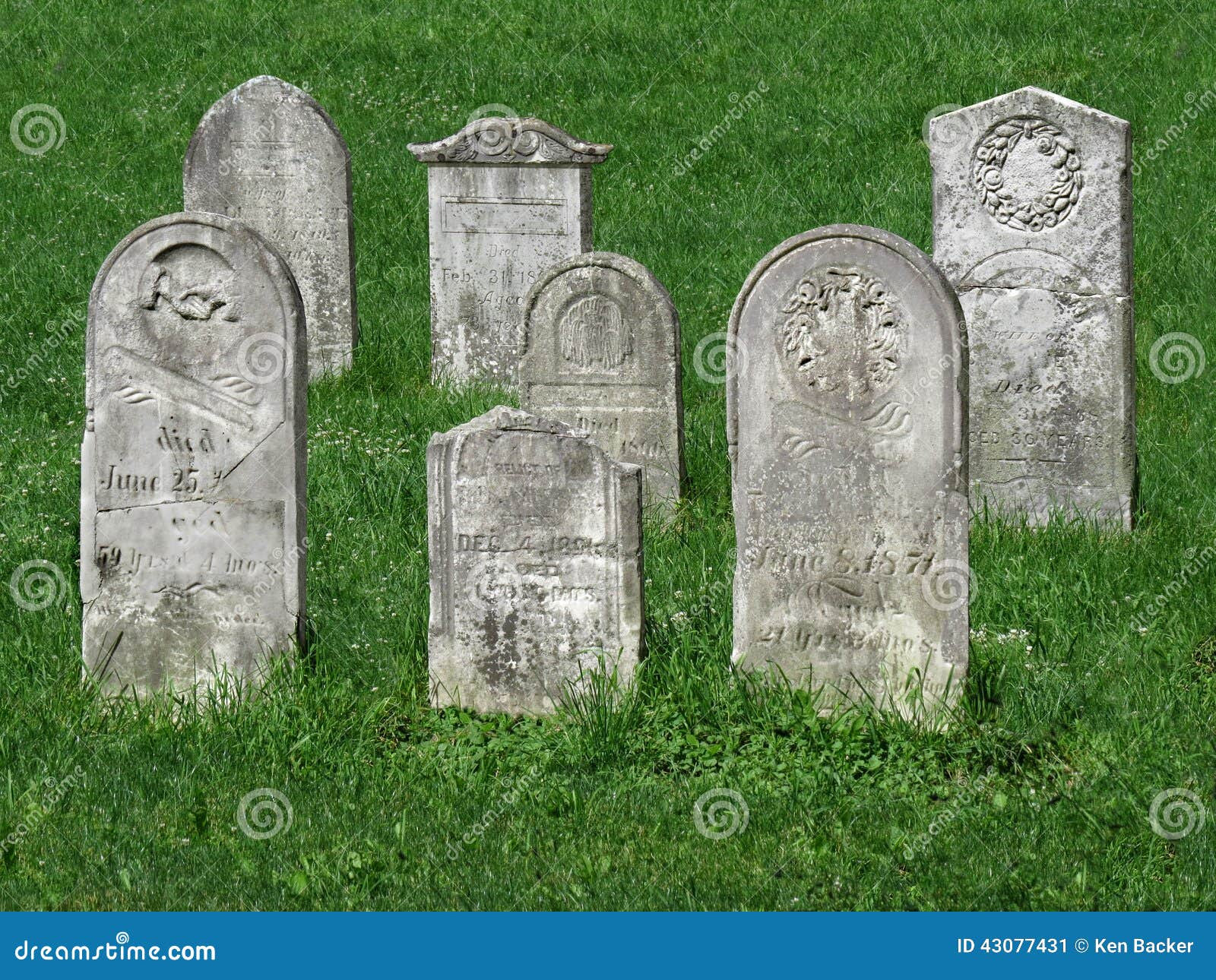 old cemetery tombstones.