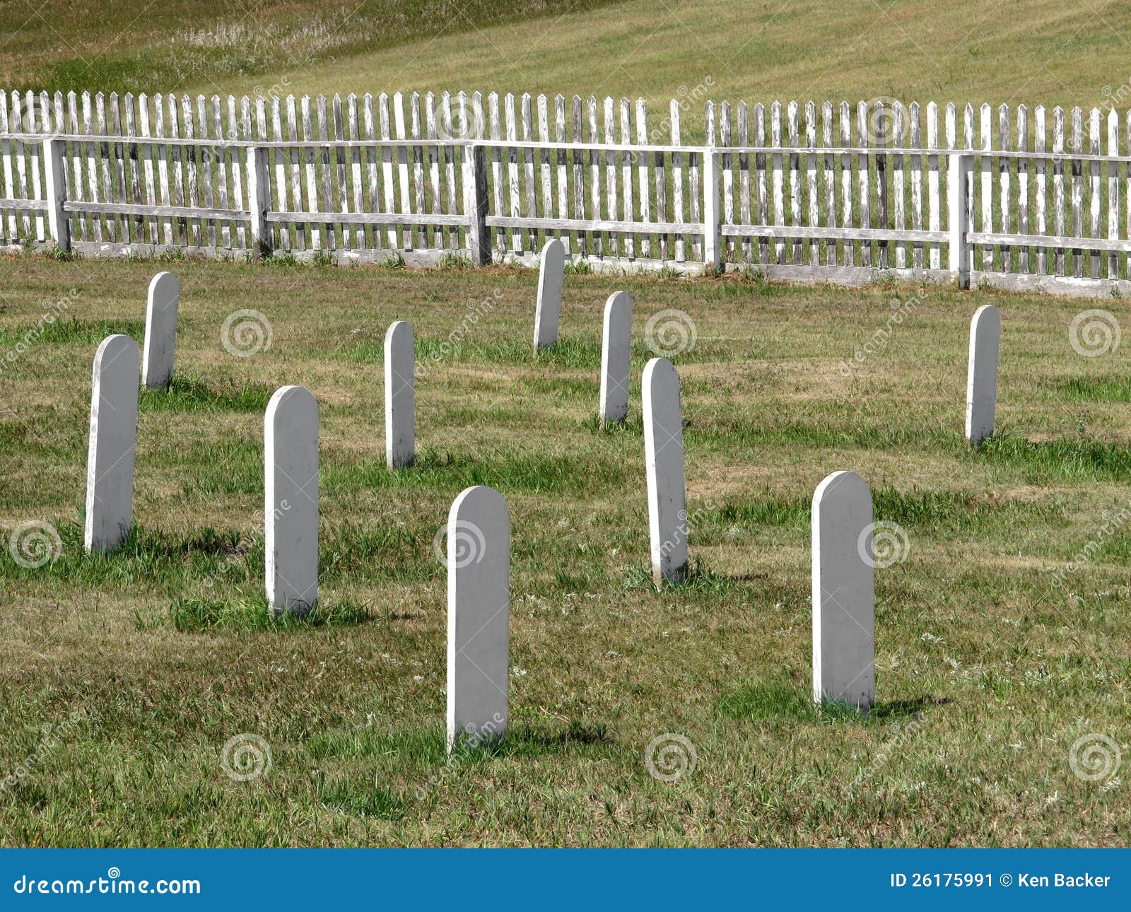 Old Cemetery White Headstones in a Field. Stock Image Image of white