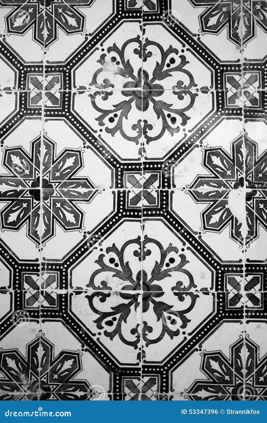 Old Ceramic Tile With Black-and-white Pattern Stock Photo - Image ... - Old ceramic tile with black-and-white pattern