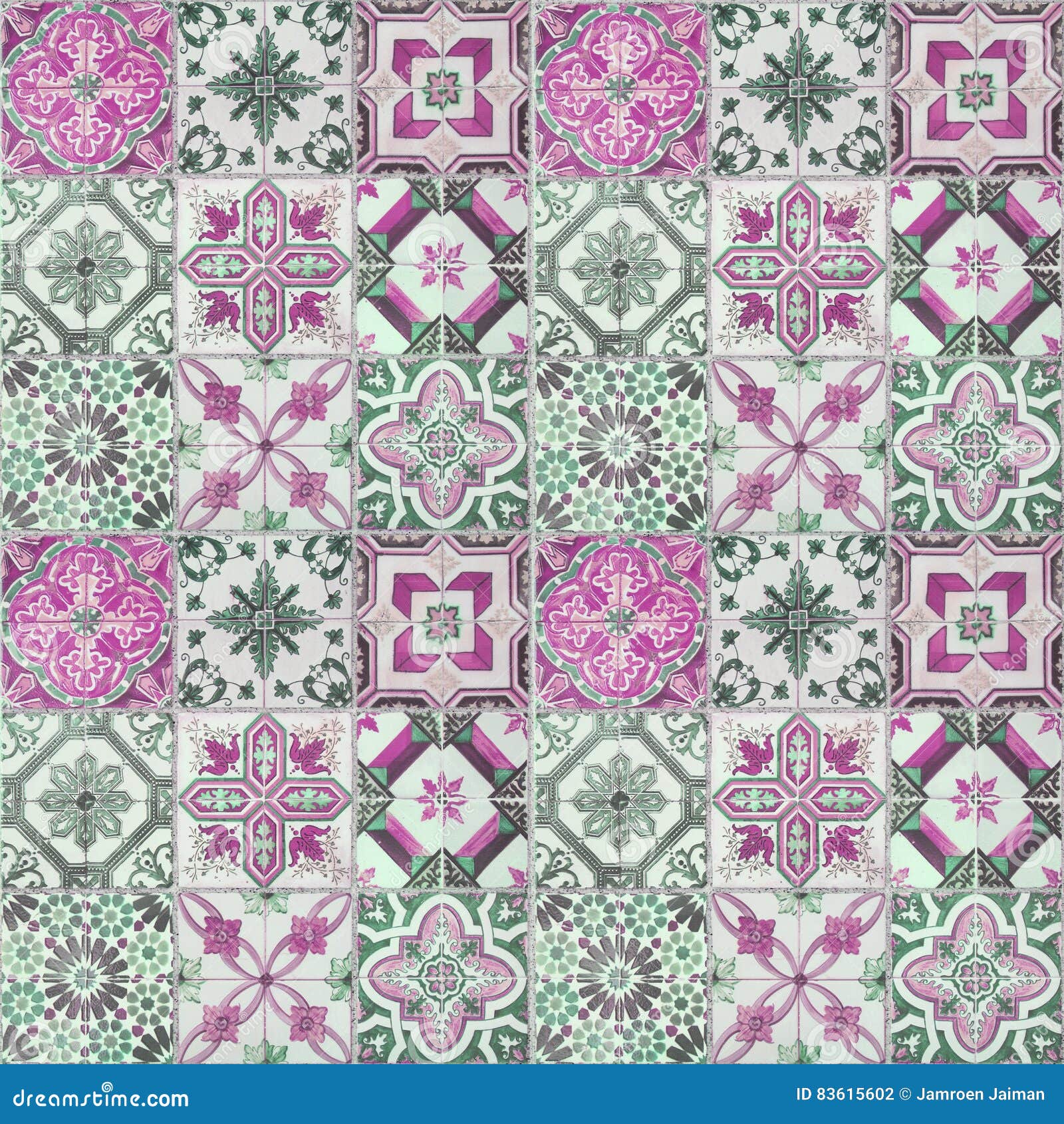 Old Ceramic Tiles Patterns Handicraft from Thailand in the Park Public