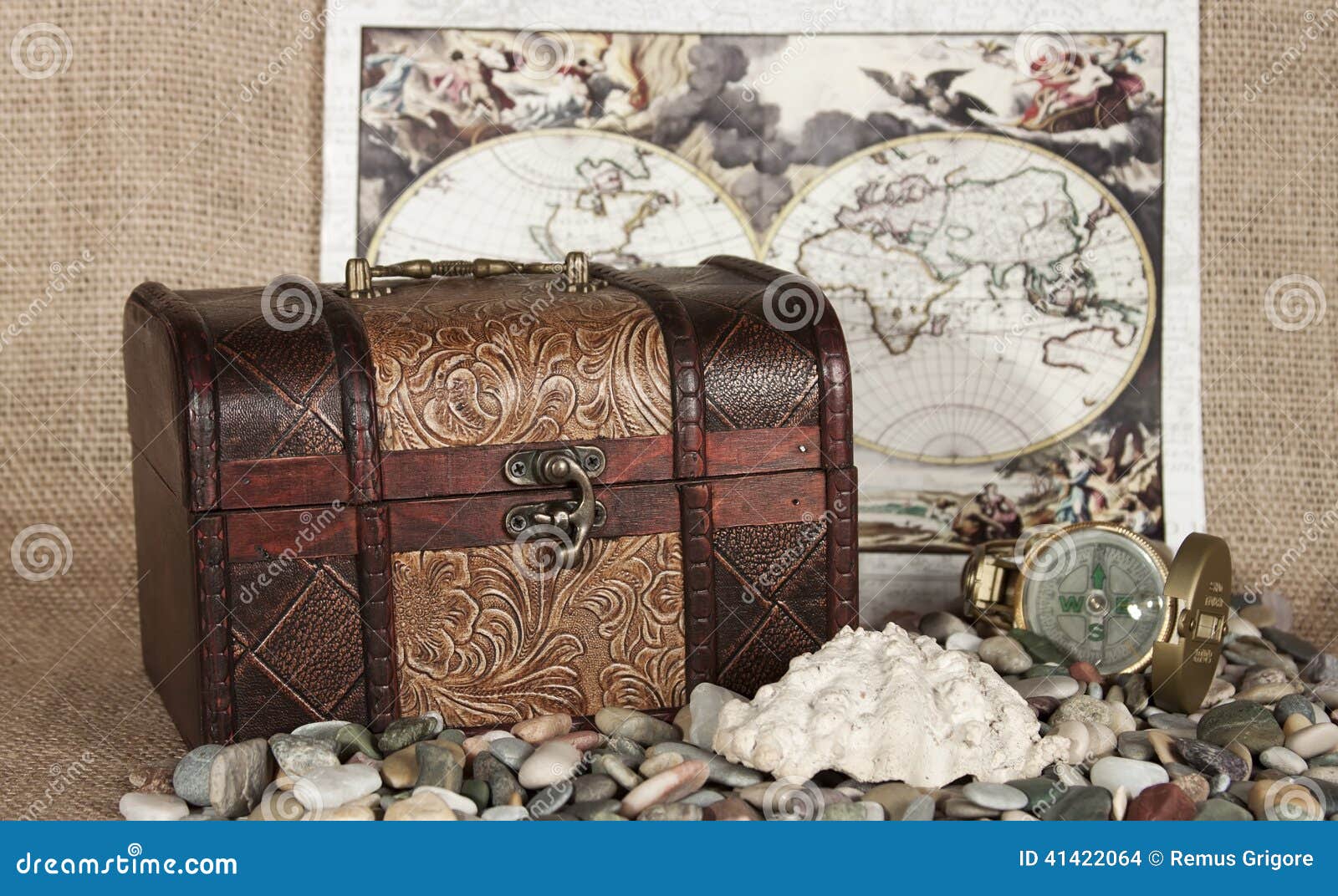 Old chest and map stock photo. Image of treasure, burlap 41422064