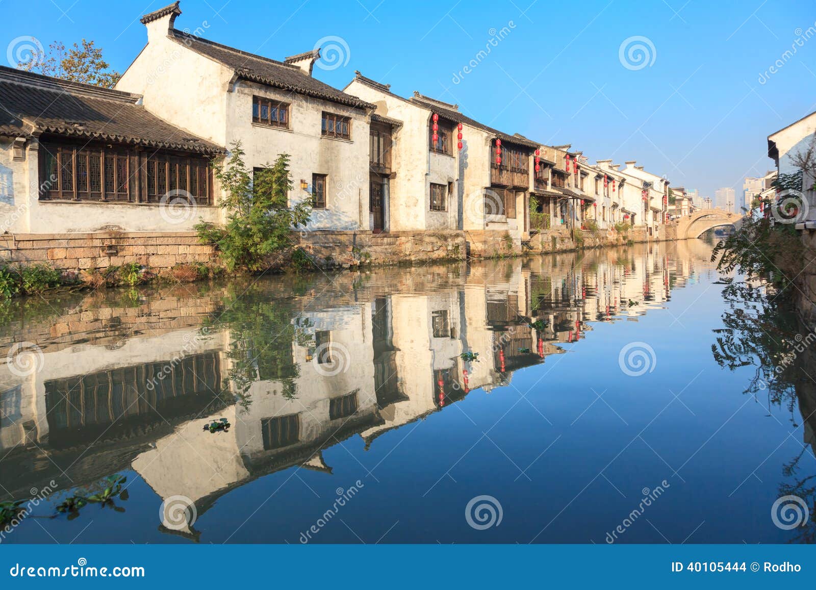 an old chinese traditional town by the grand canal,suzhou,china