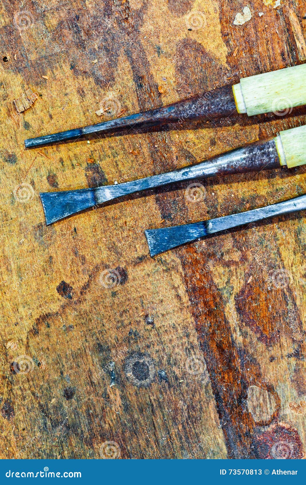 Old chisels in Workbench stock image. Image of rust, dirty 73570813
