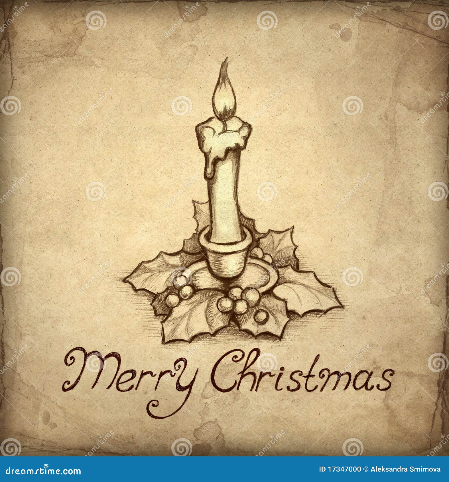 Old Christmas Greeting Card Stock Illustration - Image 