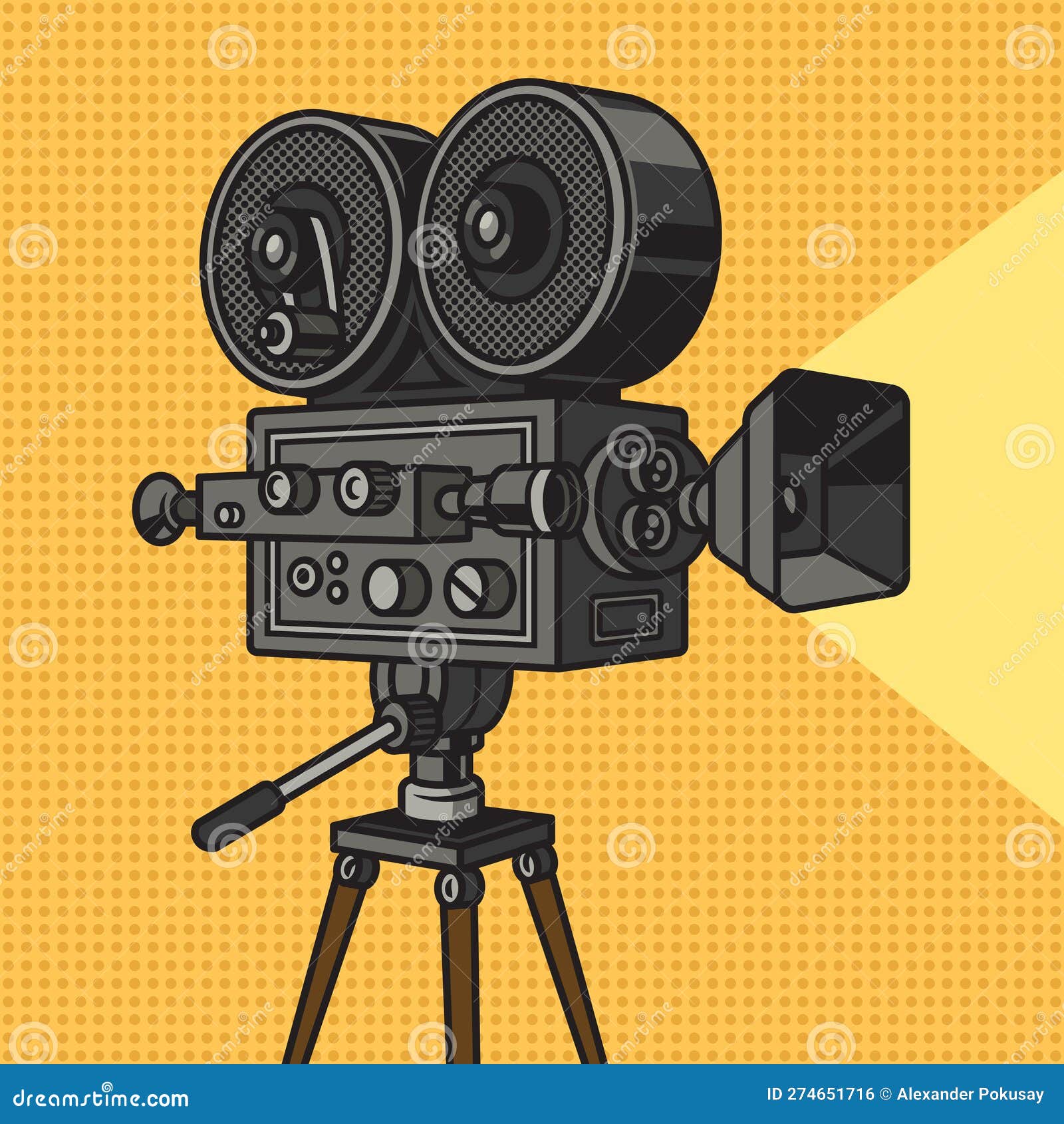 Old Cinema Camera Pop Art Raster Illustration 库存例证 插画 包括有 方式, 艺术