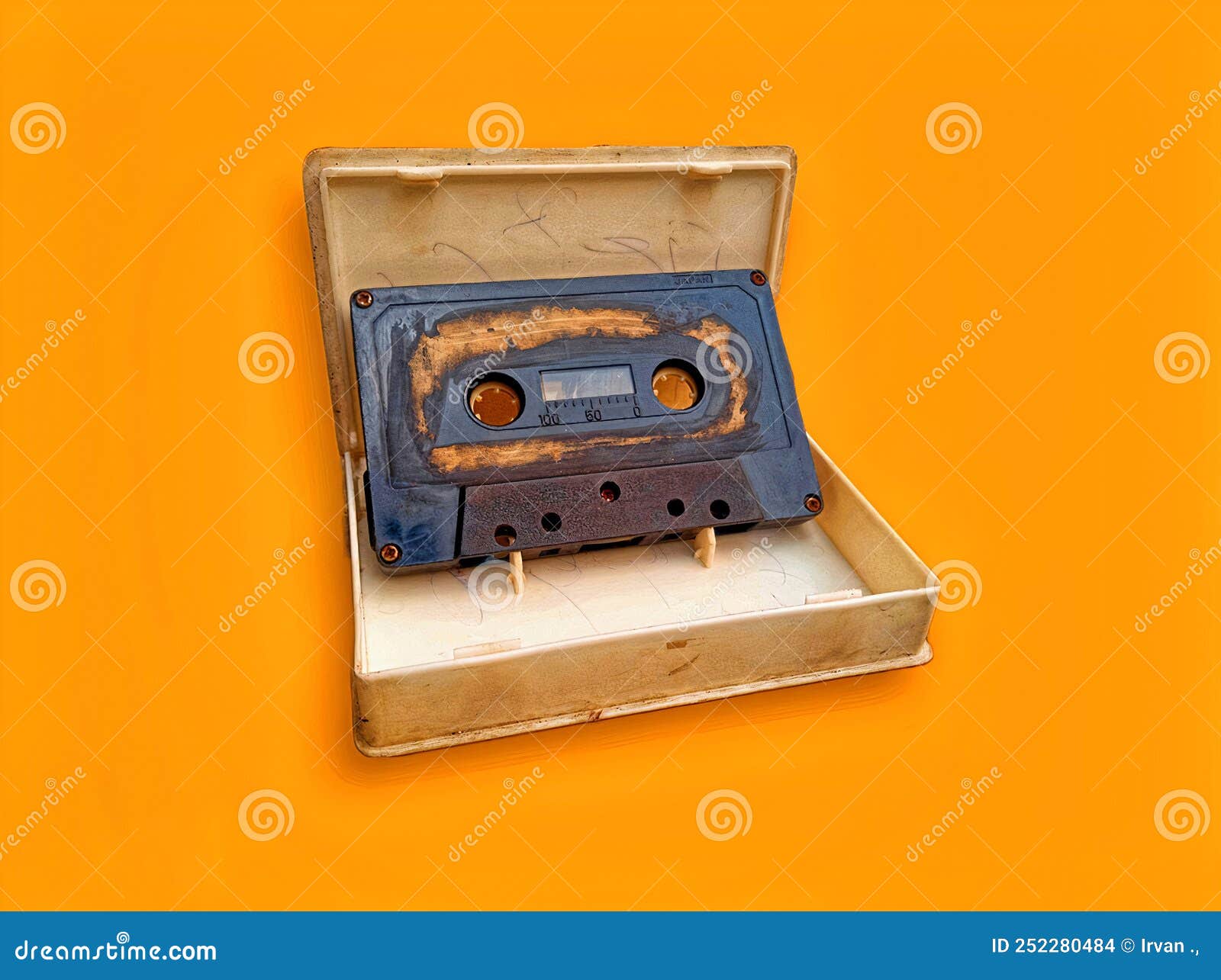 Old Classic Cassette with Orange Background Stock Photo Image of hand