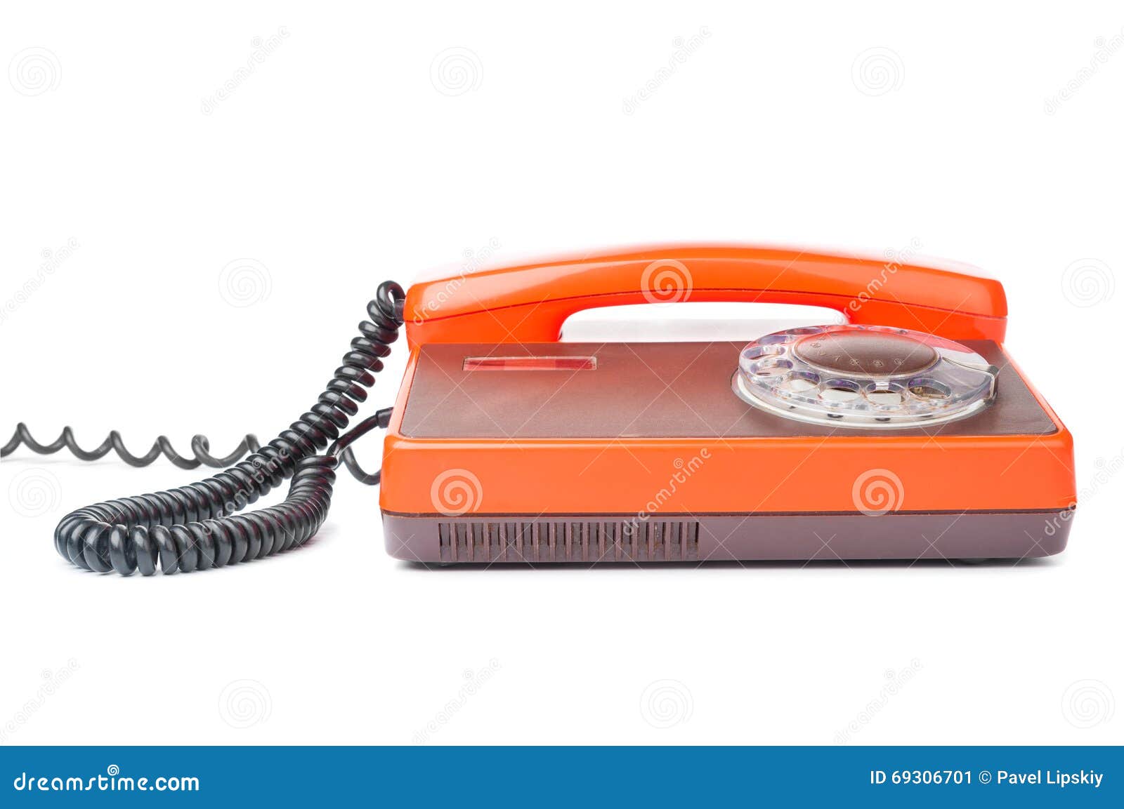 Old classic orange phone stock image. Image of handset 69306701