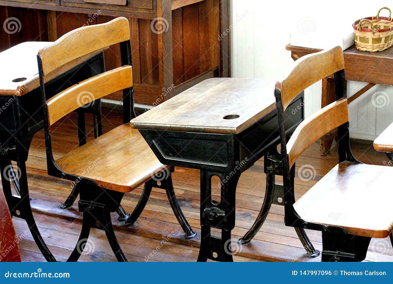 Old Classroom With Vintage Desks Stock Photo Image Of Retro