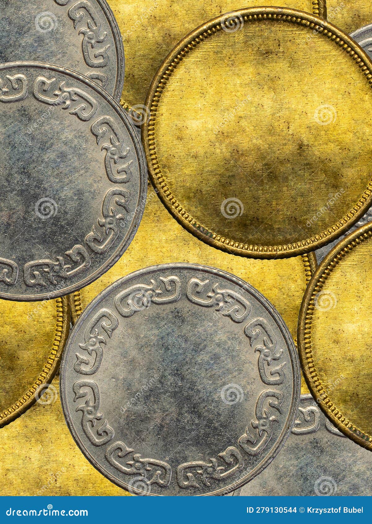 Old Clean Gold and Silver Coins. Background Stock Photo Image of