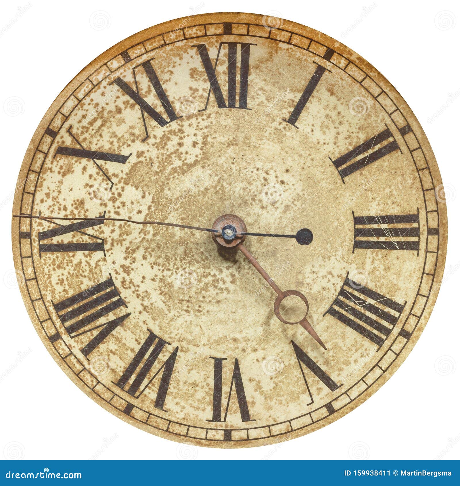 Old Clock Face with Roman Numbers Stock Image - Image of timepiece