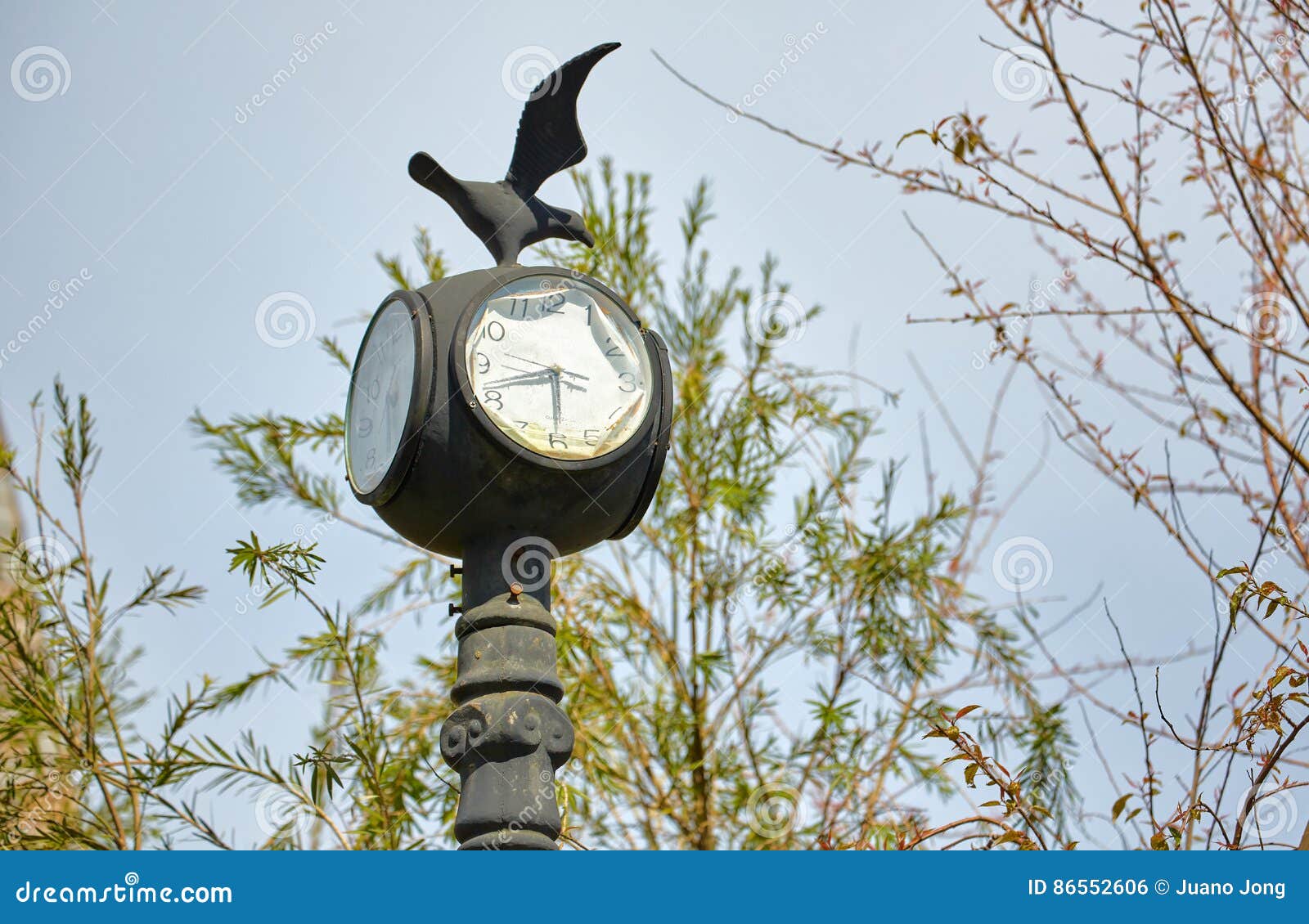 Old Clock Lamp Post stock photo. Image of time, weather 86552606
