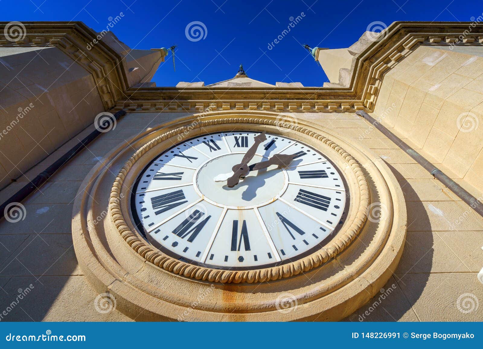 Old Clock Tower of Messina Cathedral in Sicily, Italy Stock Image