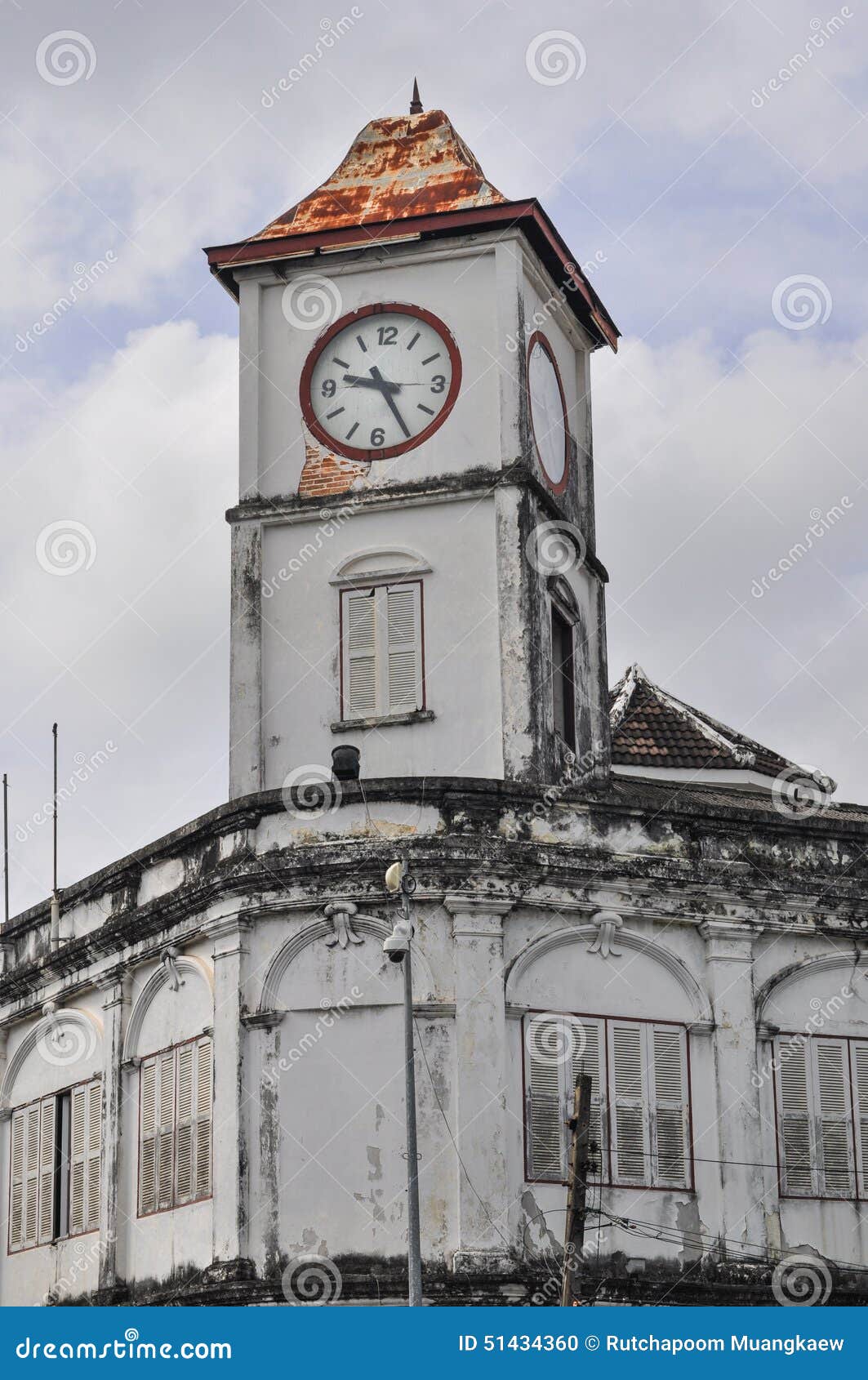 The Old Clock Tower of Phuket Town Stock Photo Image of city
