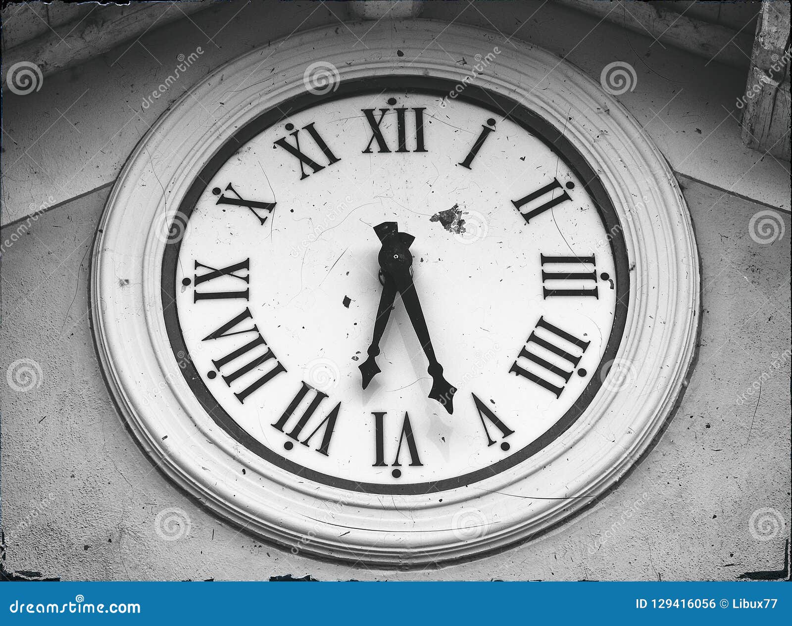 Old Clock on the Wall Black and White Stock Photo Image of wall