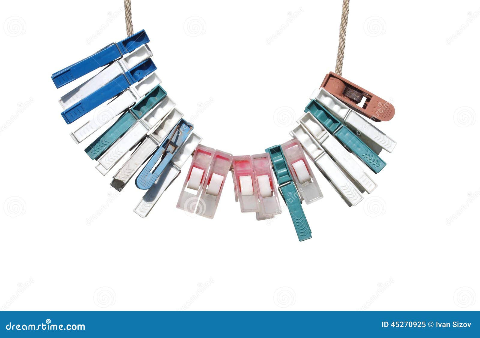 Old Clothes Pegs on a Rope . Stock Image Image of laundry, rough