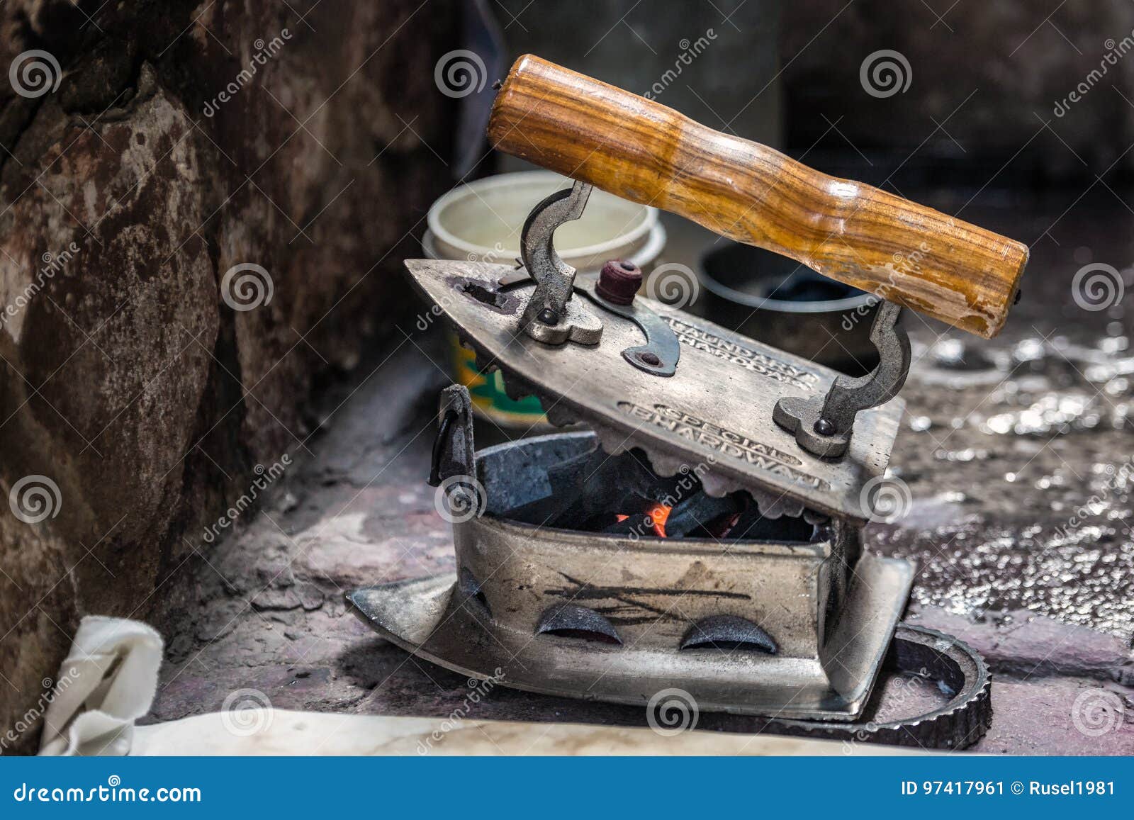 Old coal iron stock image. Image of aged, people, charcoal 97417961