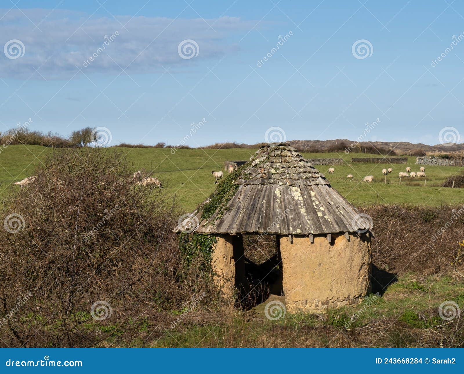 Old Cob Building, Devon England. Traditional Earth Structure. Stock Photo Image of round