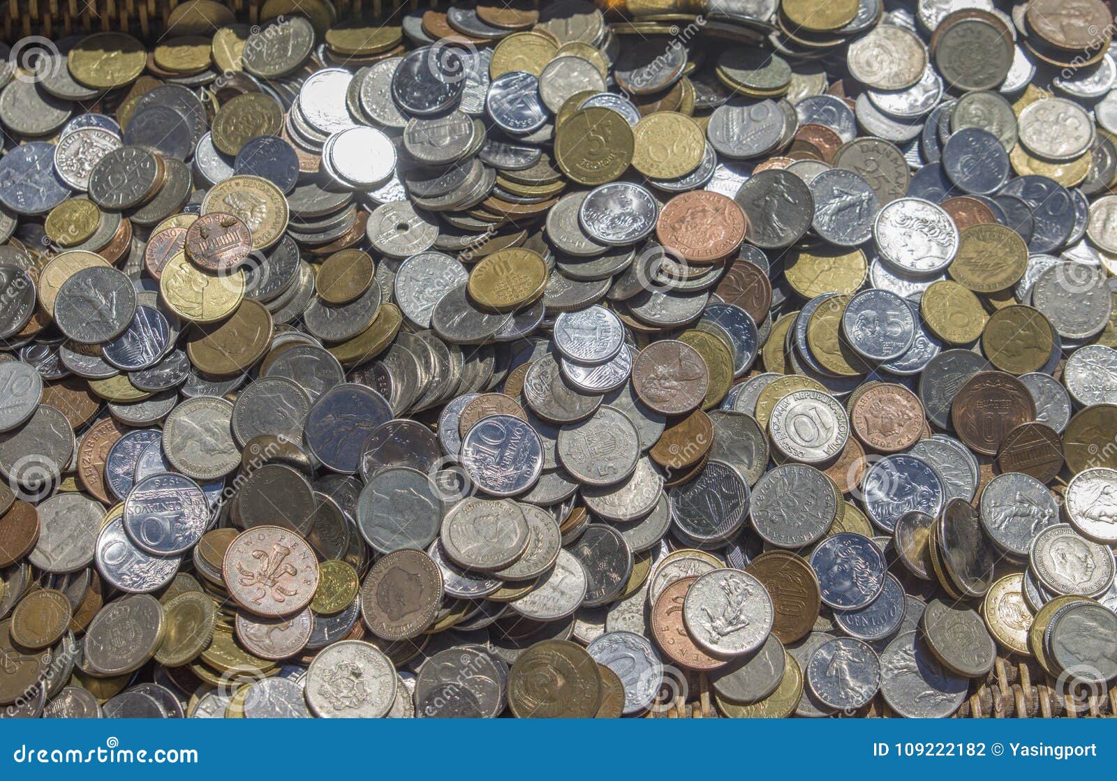 Old Coins of Different Countries Closeup Stock Photo Image of