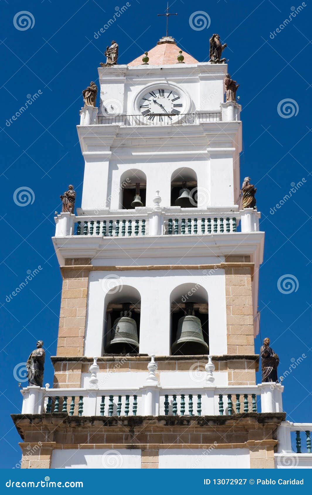 Old colonial church in Sucre, Bolivia. Old colonial church tower in the city of Sucre, Bolivia.