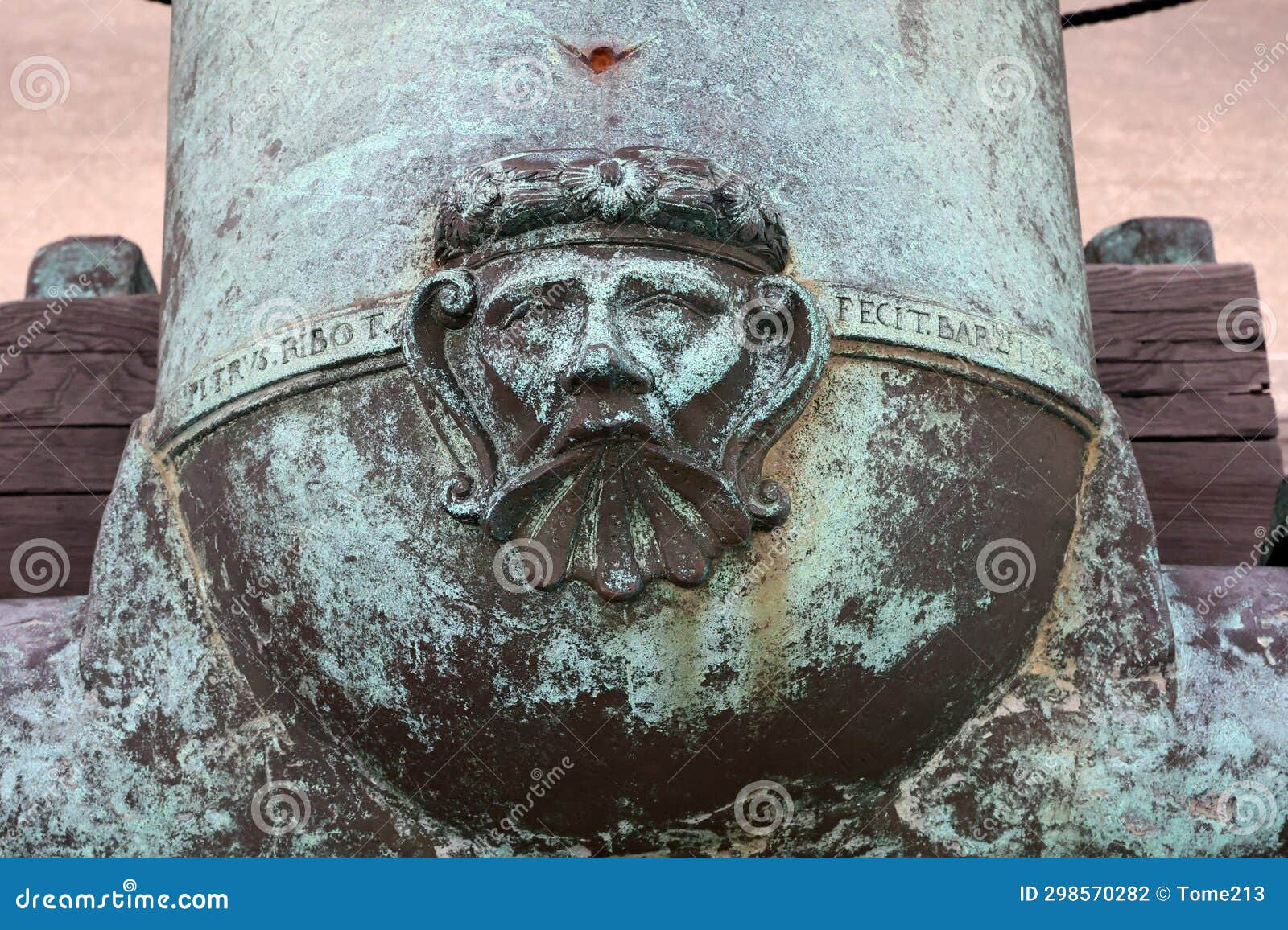 An Old Colonial Spanish Canon with Ornamental Inlay Stock Photo Image of spanish, ornamental