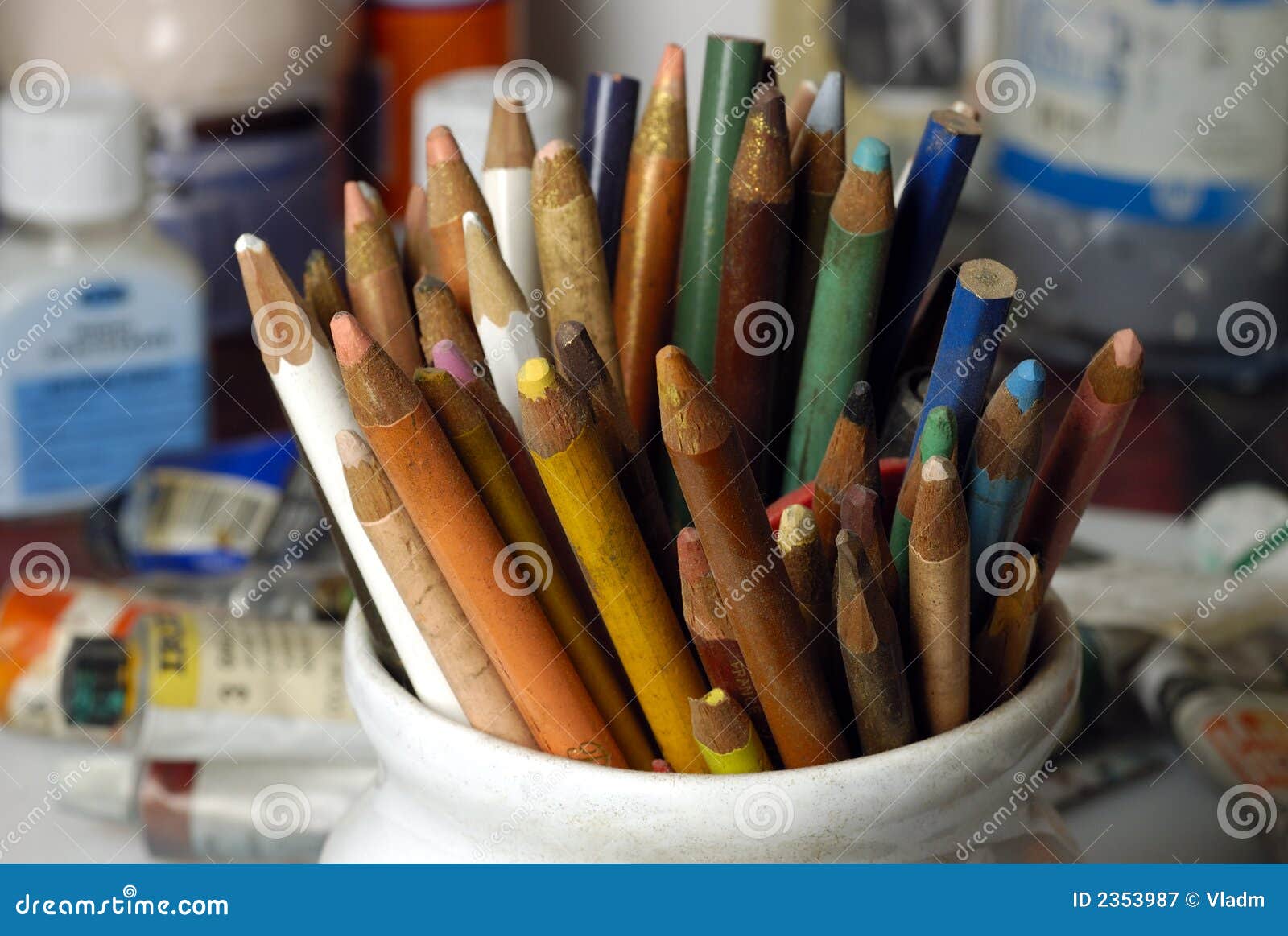 Old Colored pencils stock image. Image of creativity, green 2353987