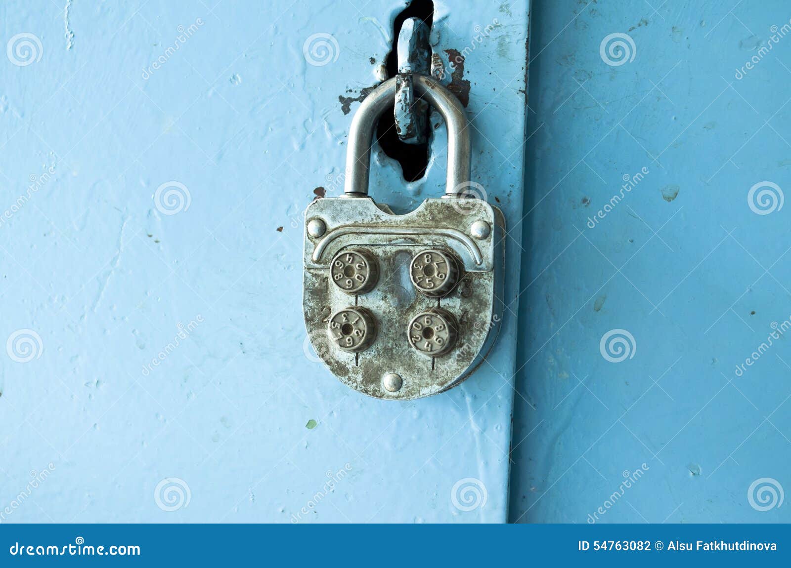 Old Combination Lock on the Door Stock Photo Image of protection