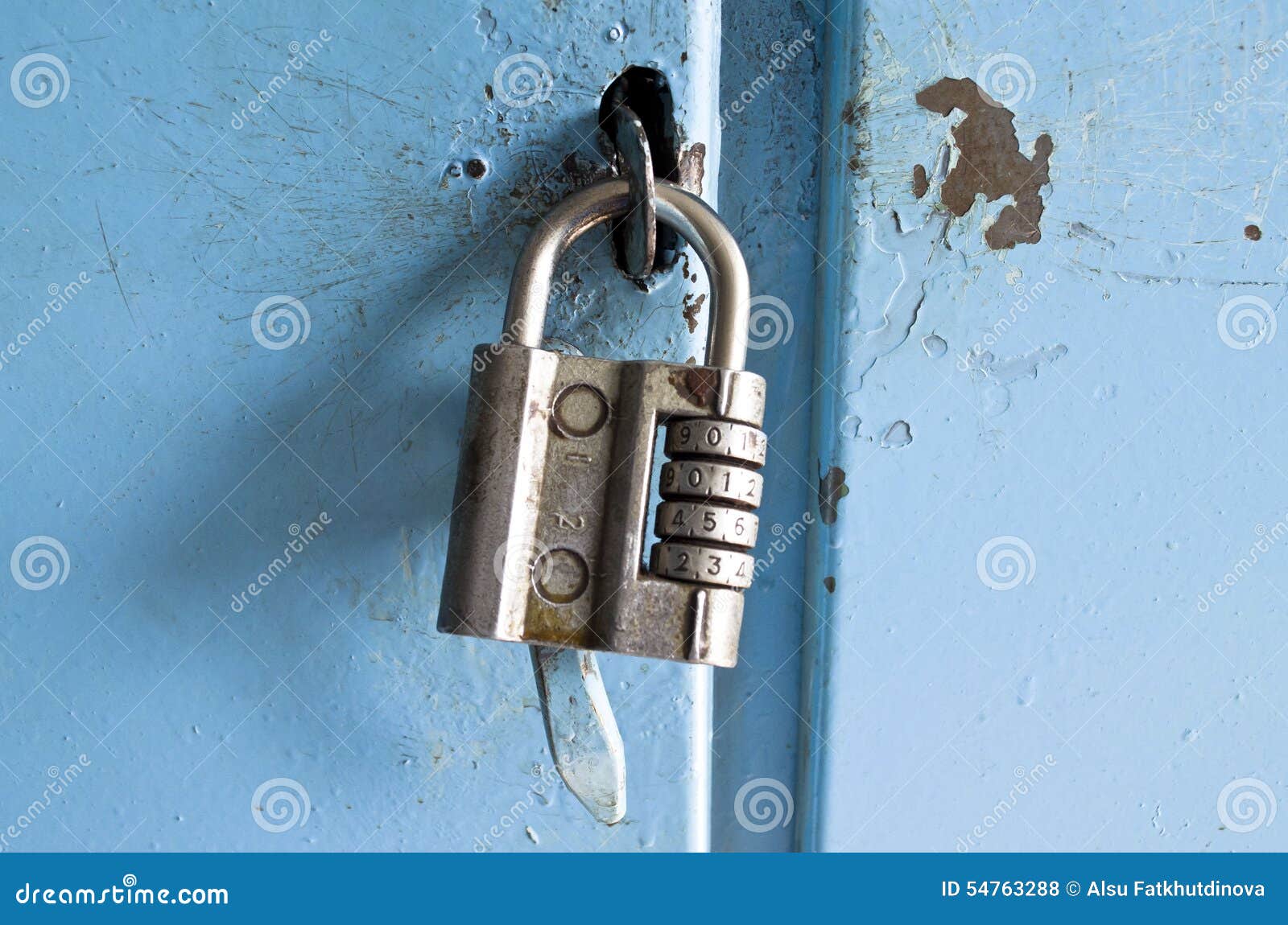 Old Combination Lock on the Door Stock Photo Image of metal, open