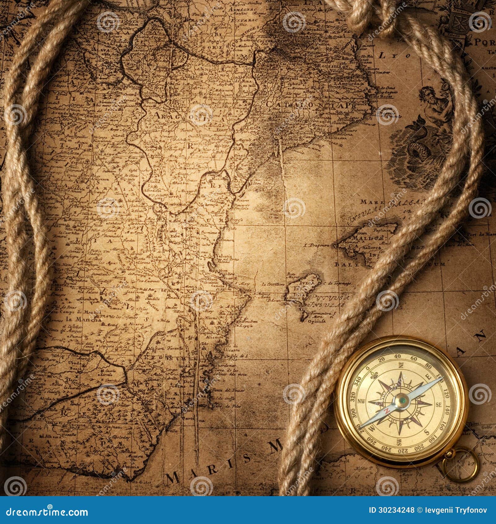 Compass and Chess on old map Stock Photo by ©kwanchaidp 75914583