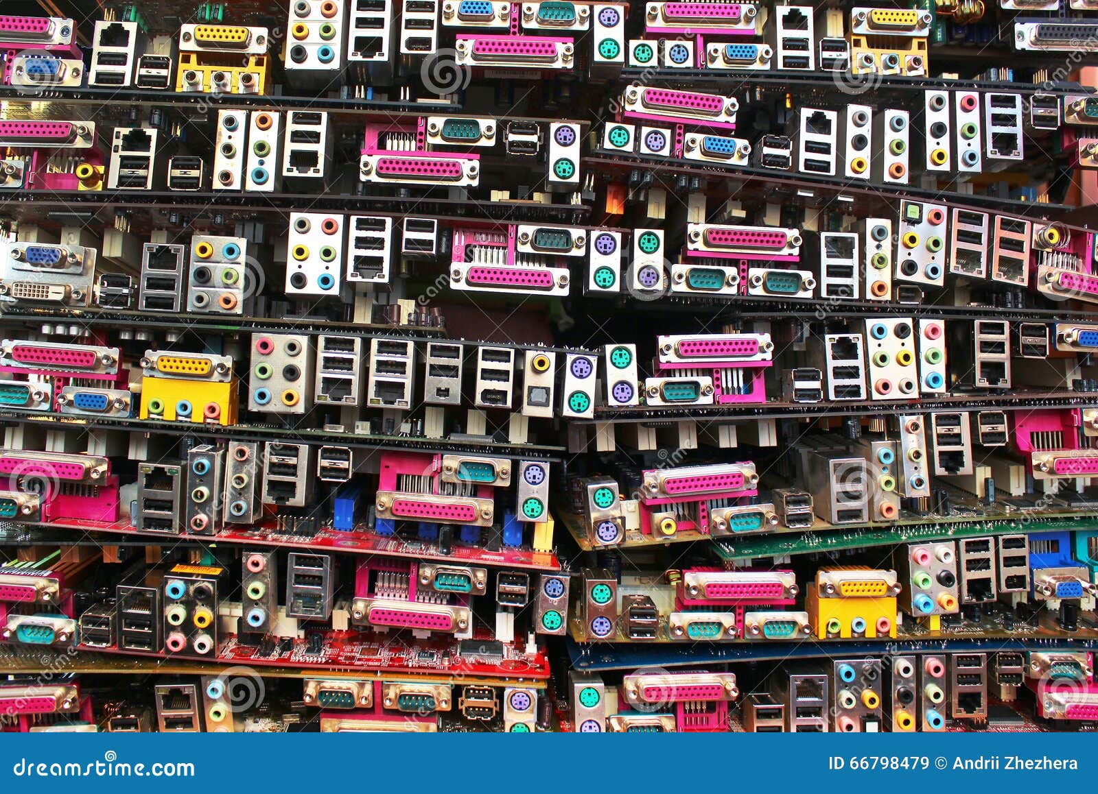 Old Computer Motherboards. Piles of Obsolete Hardware and Electronic