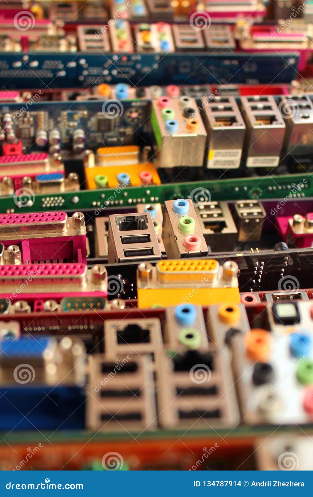 Old Computer Motherboards. Piles of Obsolete Hardware and Electronic