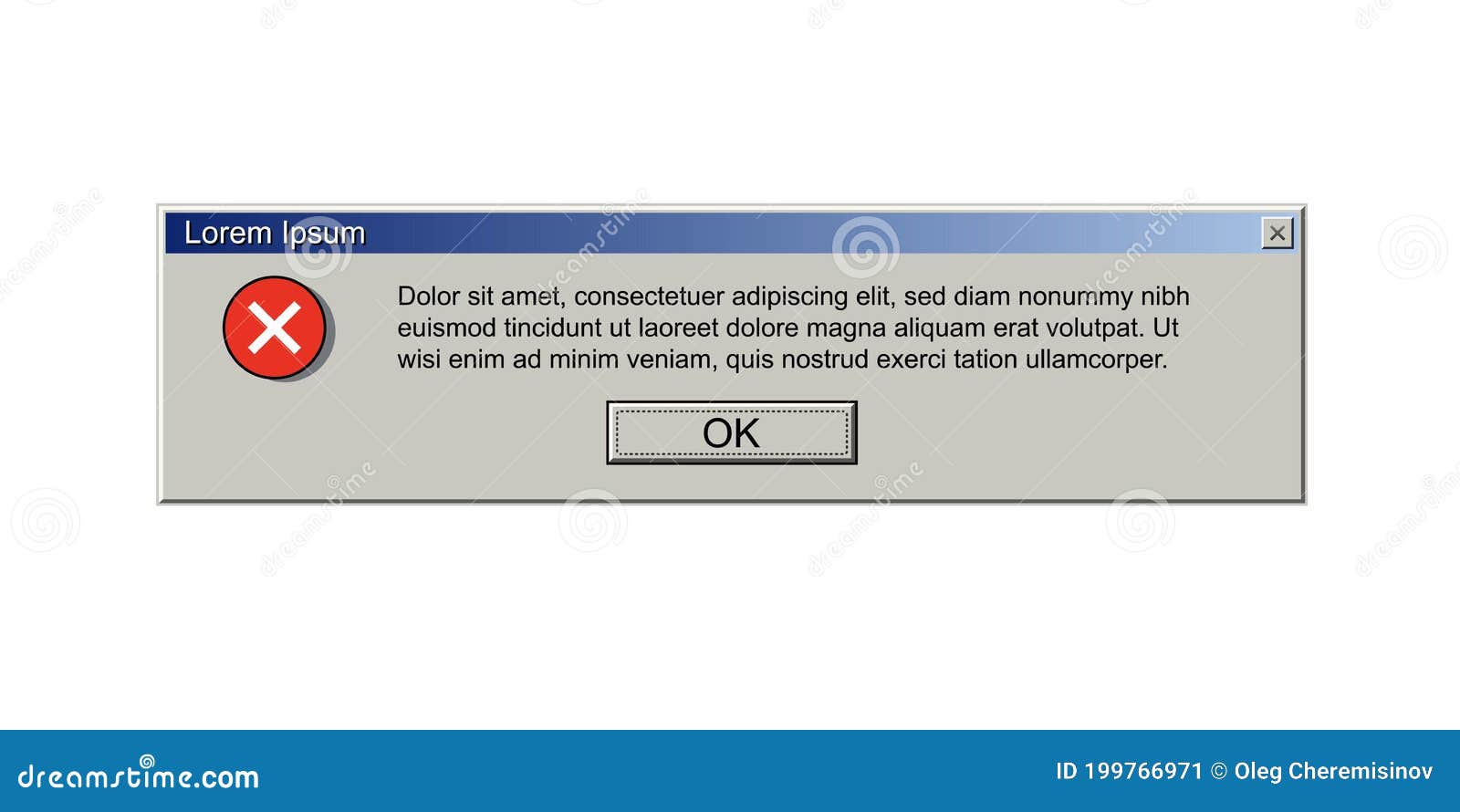 Old Computer Window with Error Message. Retro Pc Interface with Problem ...