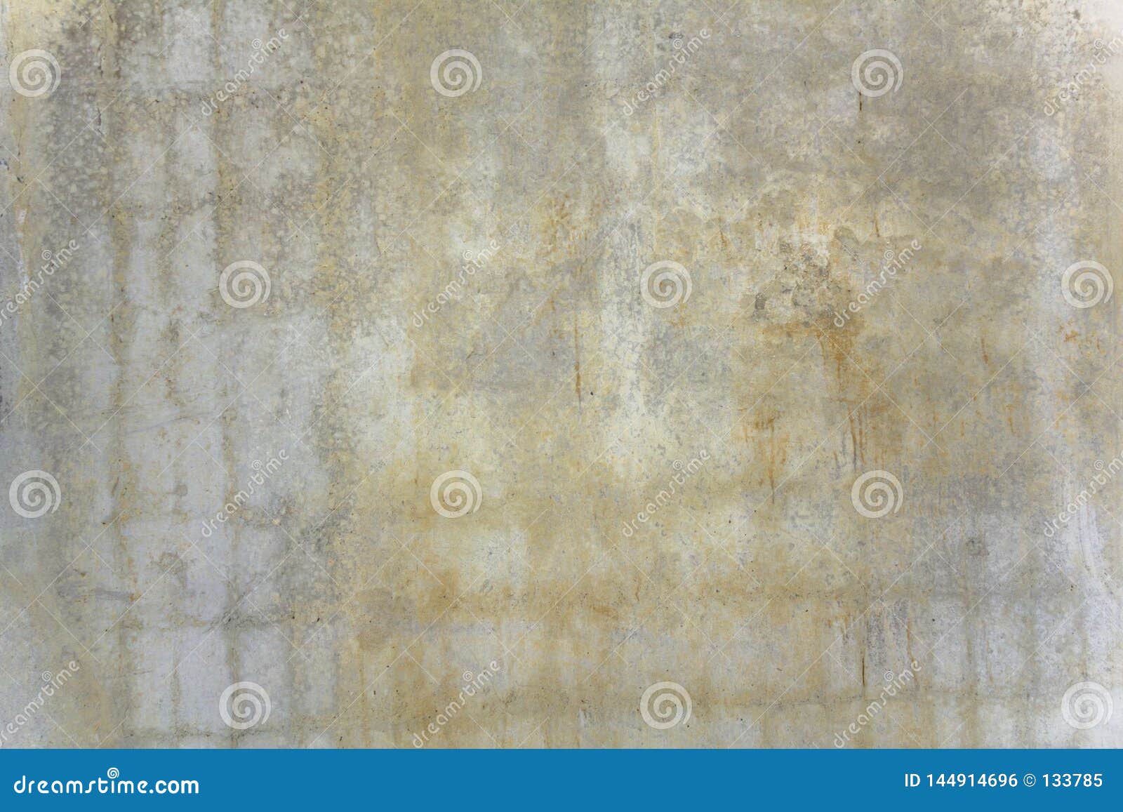 Old Concrete Wall with White and Yellow Spots of Paint and Scratches