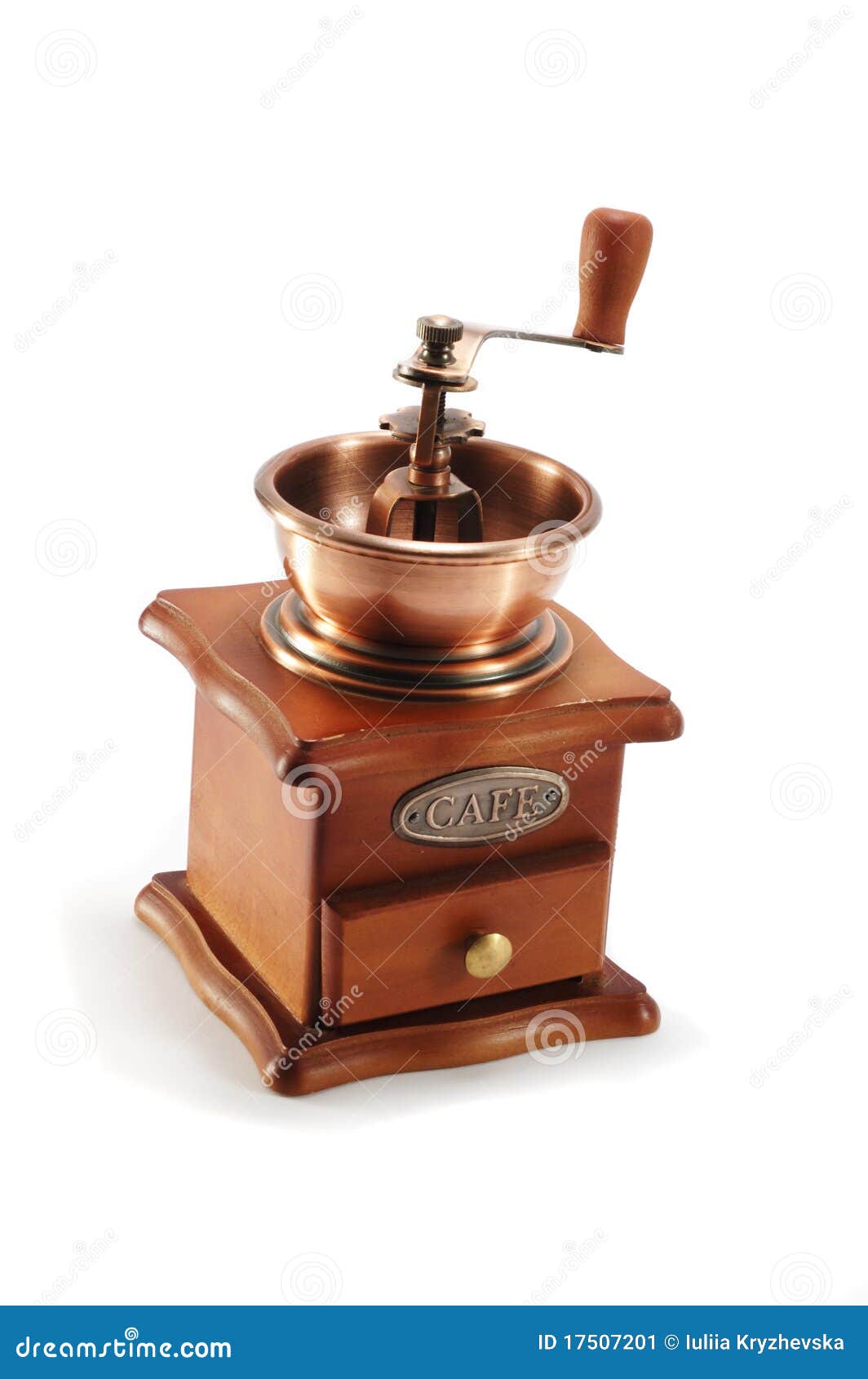 Old Copper Coffee Grinder on White Background Stock Image Image of