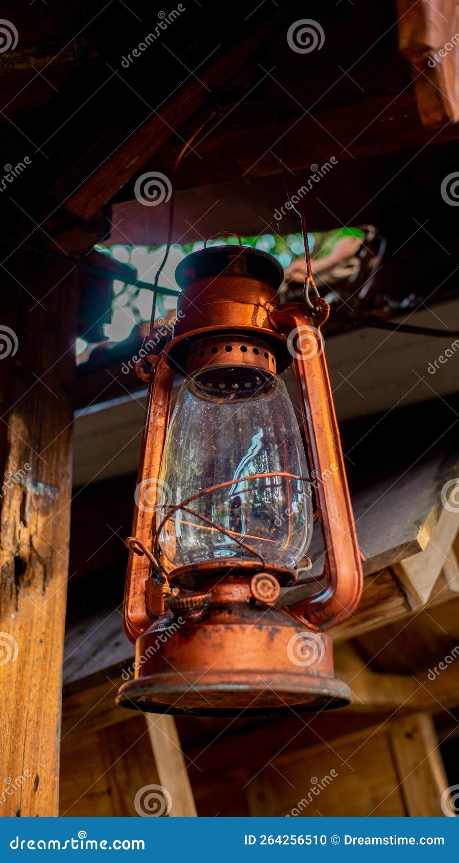 Old Copper Fire Lamp Wooden Scenary Stock Photo Image of fire
