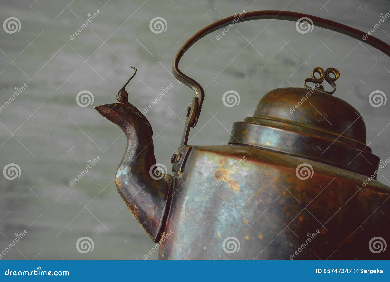 Copper Tea Kettle On Cast Iron Wood Stove RoyaltyFree Stock Photo 146855121