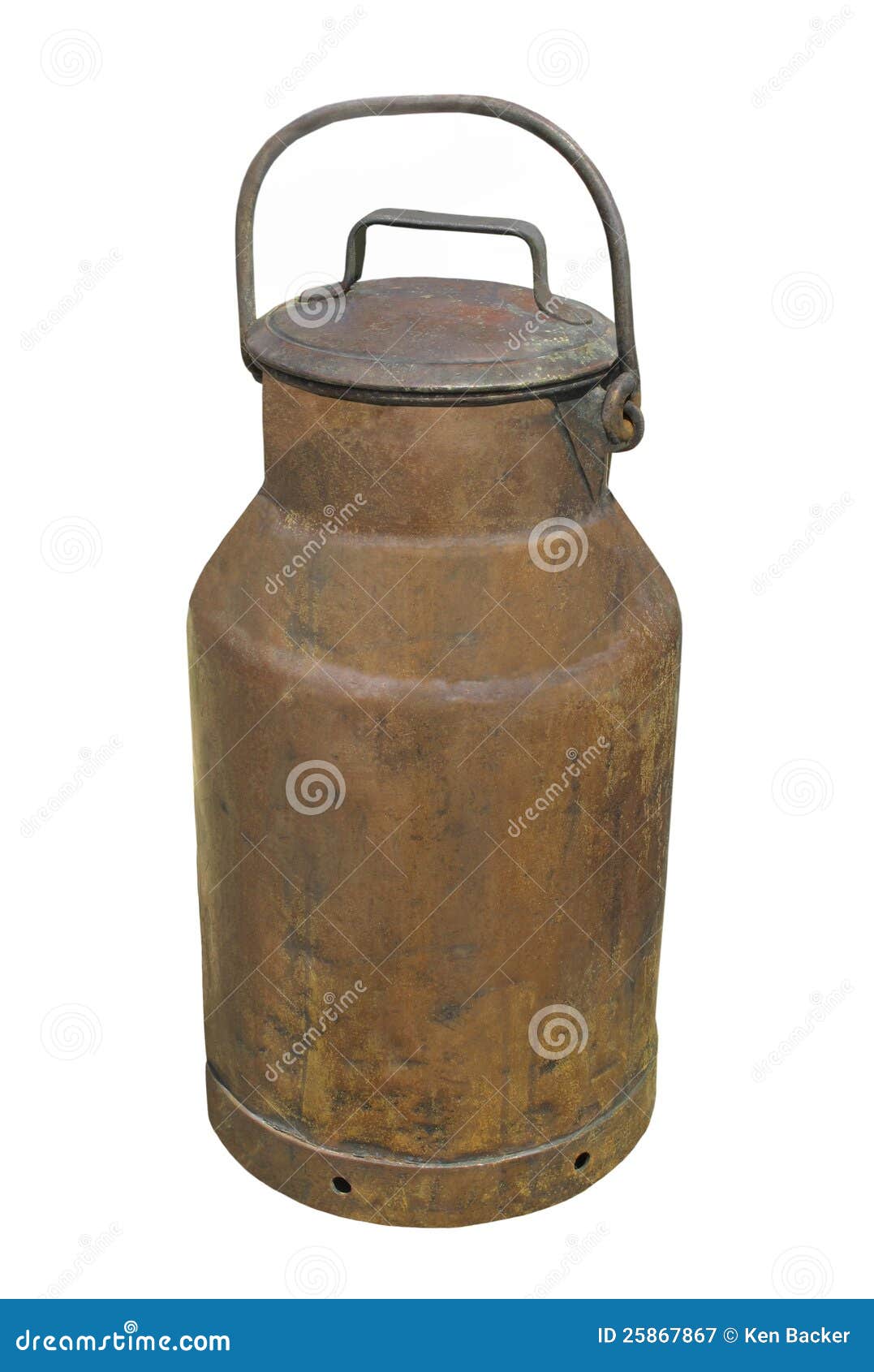 Old Copper Milk Can Isolated. Stock Image Image of antique, weathered