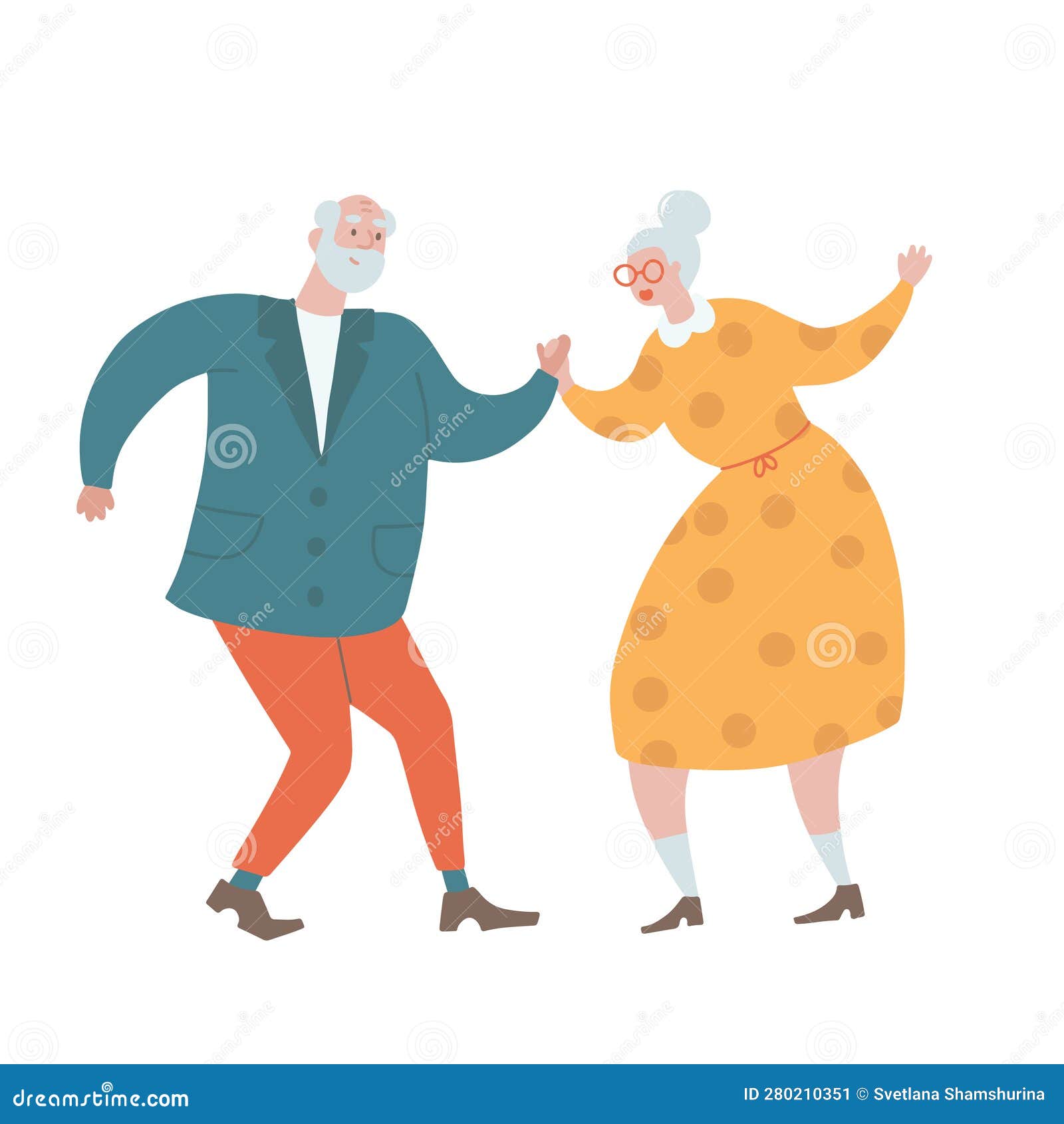 Old Couple Dancing Funny Dancing. Dance Class for Elderly. Isolated ...