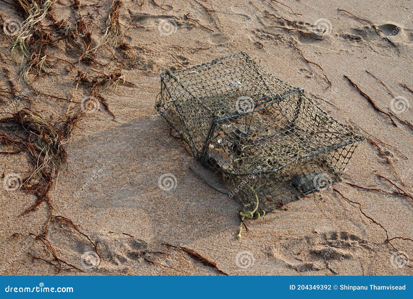 Old Crab Trap or Catcher Boxes for a Crab Catcher on the Beach