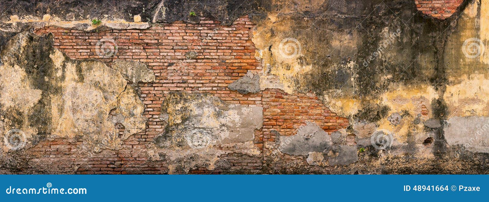 old, crumbling, brick wall in georgetown, penang, malaysia