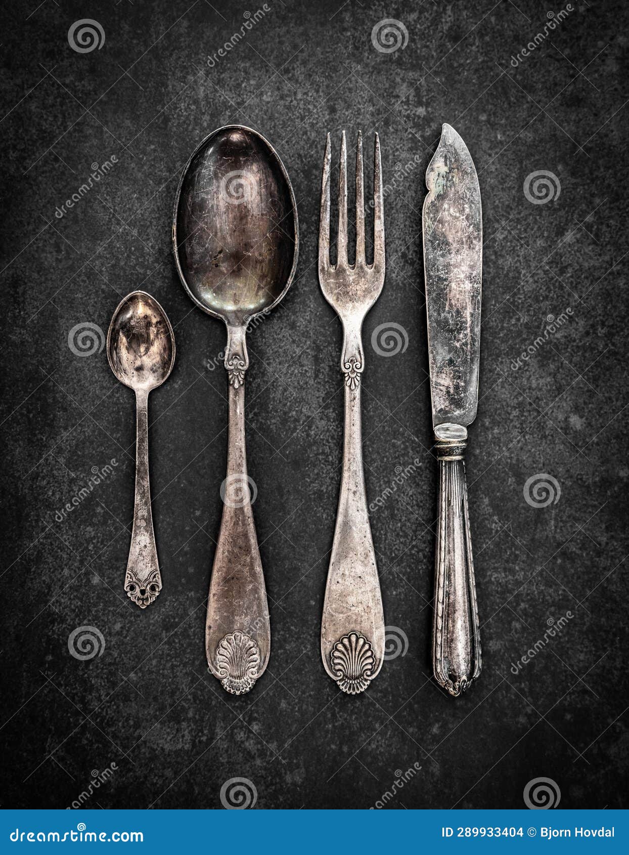 old cutlery with a patina