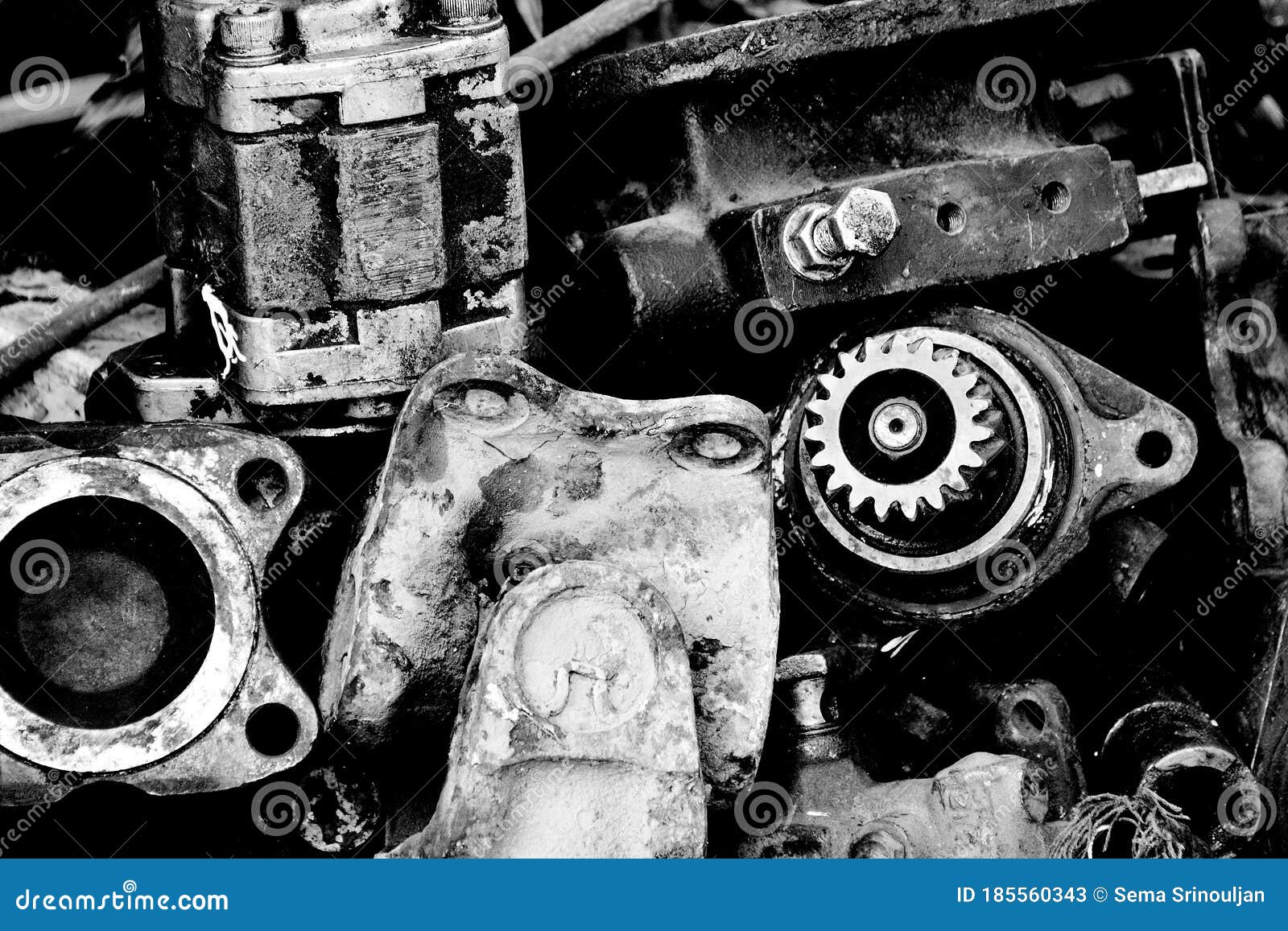 Old and damage gear. stock image. Image of engine, metallic 185560343
