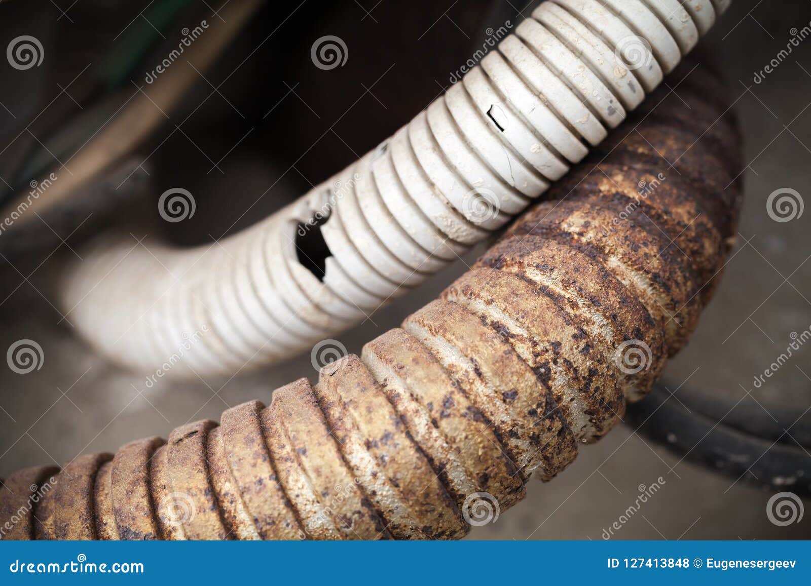 Old Damaged Electrical Conduits Stock Photo Image of broken