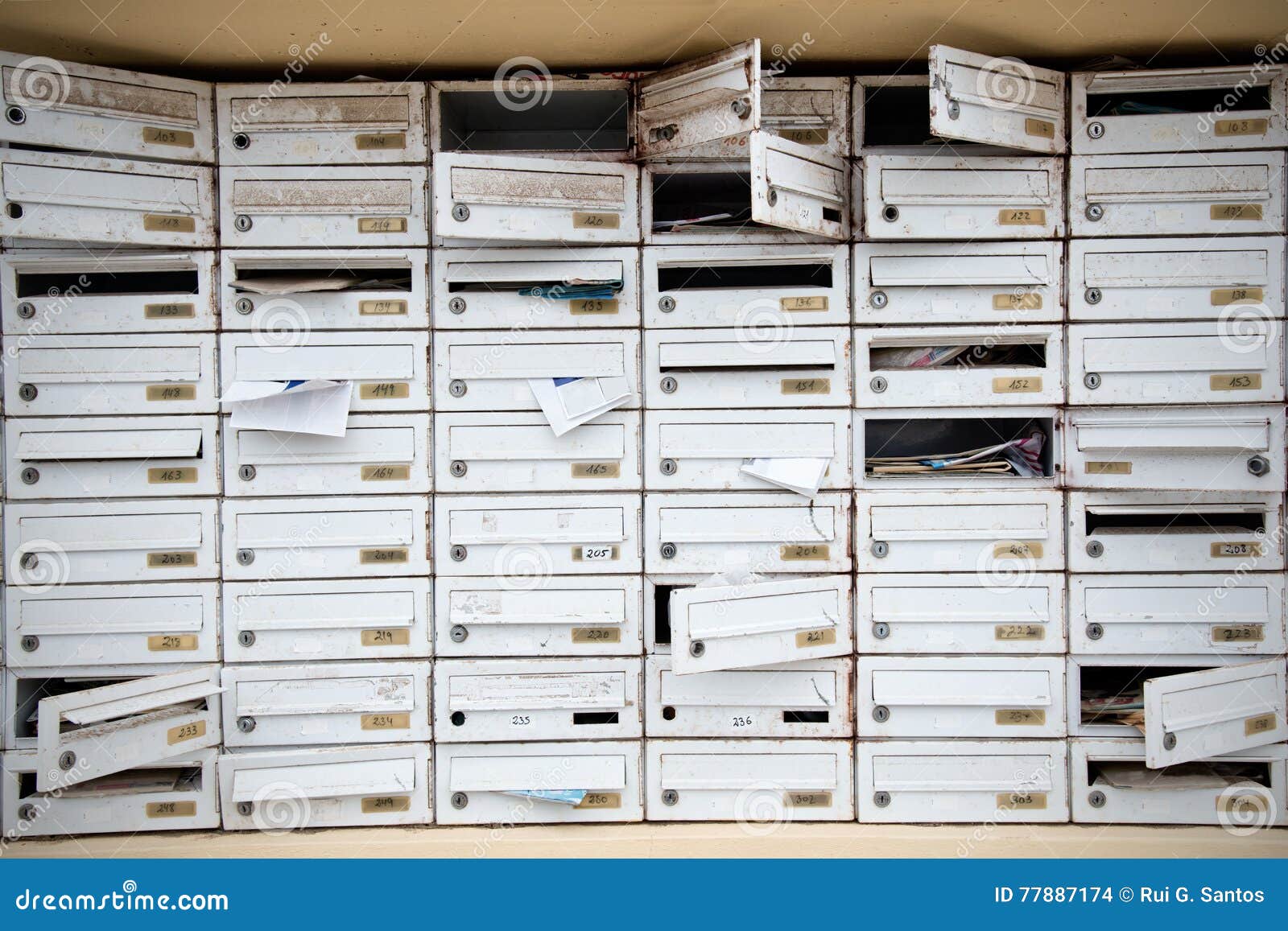 Old and Damaged Mailboxes stock photo. Image of delivery 77887174