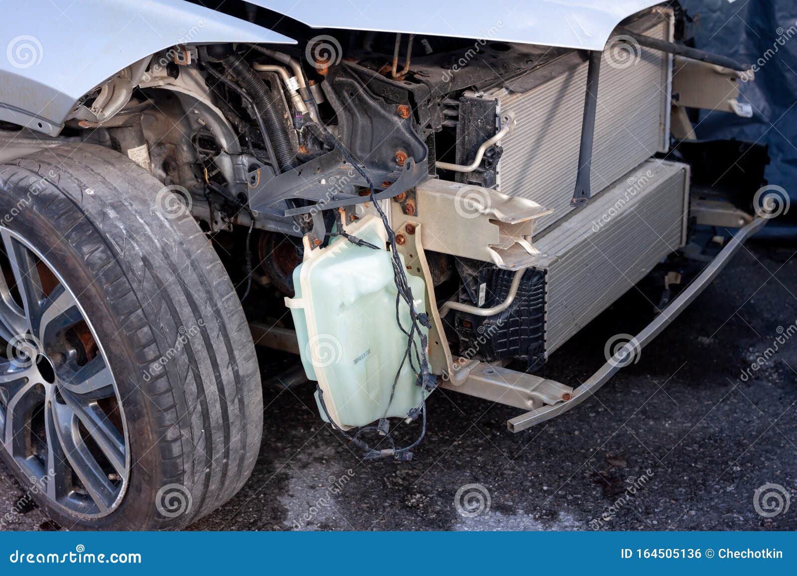 damaged partially diassembled car internal parts