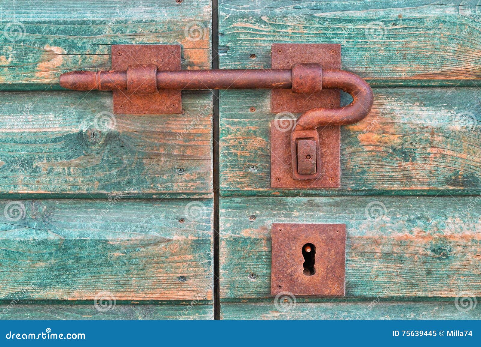 Old deadbolt lock. stock image. Image of historical, doorway 75639445