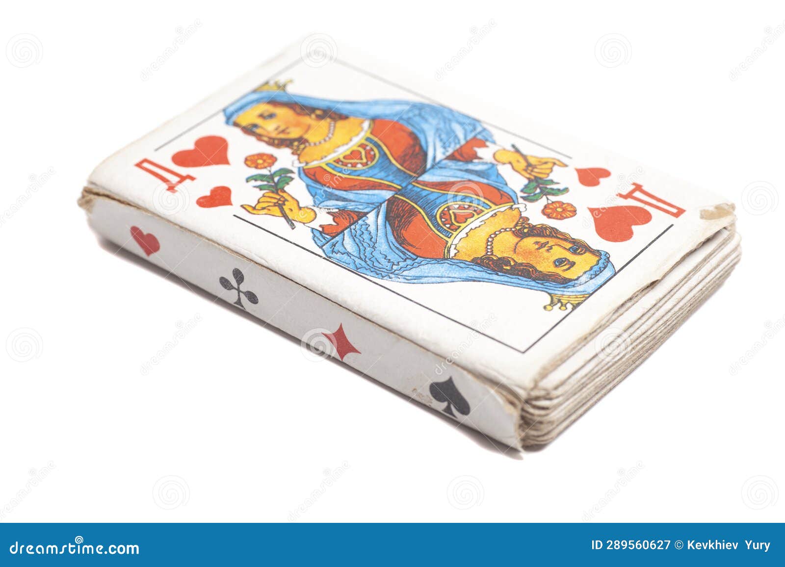 Old Deck of Cards with the Queen of Hearts Stock Image Image of luck