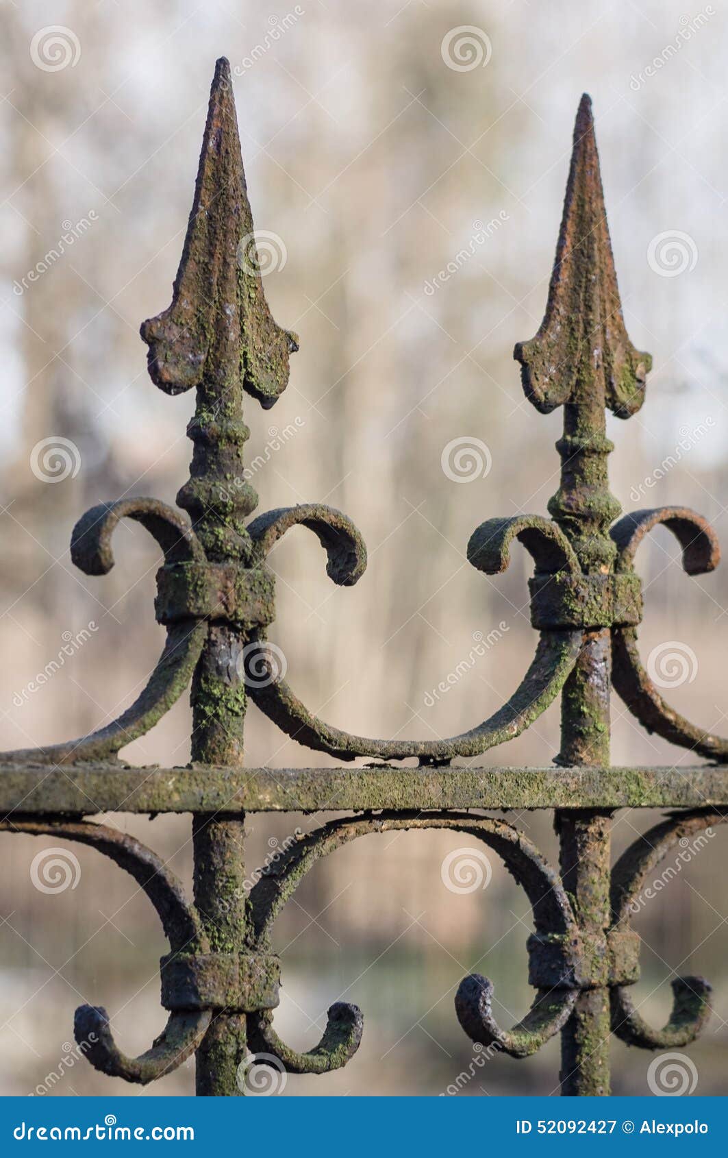 Old Decorative Rusted Wroughtiron Fence Stock Image Image of color